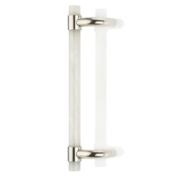 Collett cranked solid brass & marble door pull