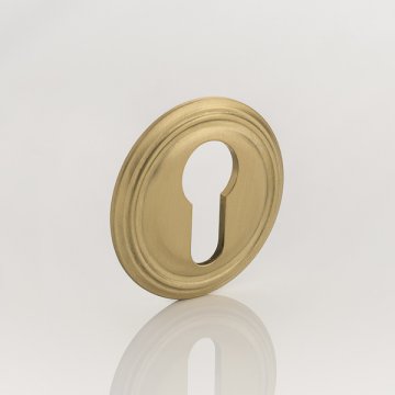 Solid brass euro cylinder profile ornate escutcheon