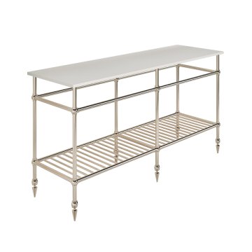 Traditional 6 leg double freestanding basin stand for benchtop. Pointed feet & shelf. W1500 x D480 x H880