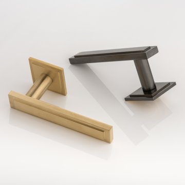 Harrison solid brass door lever handle with square stepped rose