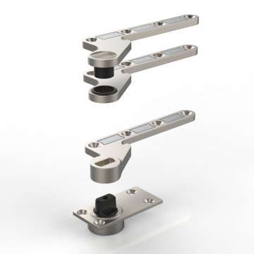 Floor and frame pivot with single way arm set