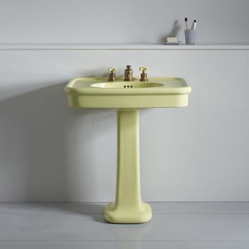 Rockwell 610mm basin in Sherbet Yellow on pedestal