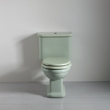 Rockwell toilet with close-coupled cistern & pan w horizontal outlet in Willow Green