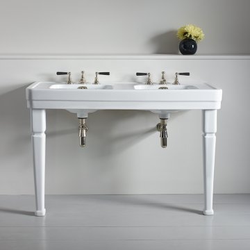 Soho 1300mm double basin on square tapered ceramic legs