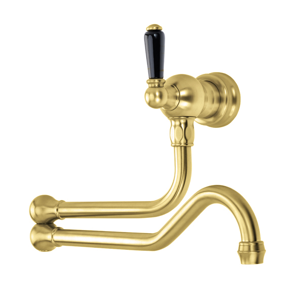 Wall-mounted pot filler tap with traditional porcelain lever handle