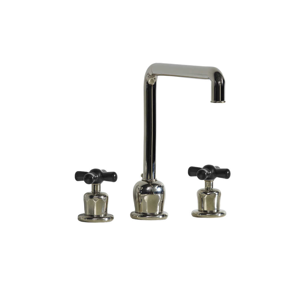 Rockwell 3 hole kitchen mixer with metal/coloured crosshead taps