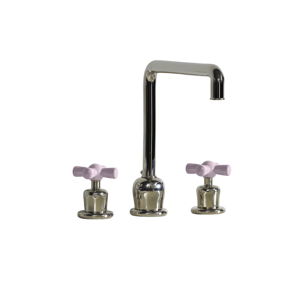 Rockwell 3 hole kitchen mixer with metal/coloured crosshead taps