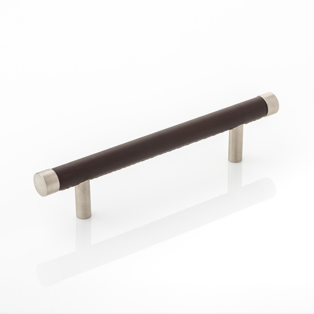 Thurloe solid brass cabinet handle with hand stitched leather