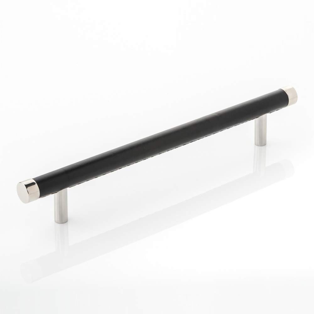 Thurloe solid brass cabinet handle with hand stitched leather