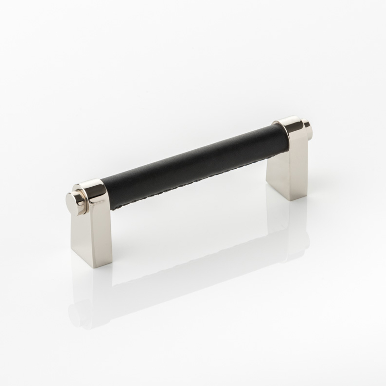 Irvine solid brass cabinet handle with hand stitched leather