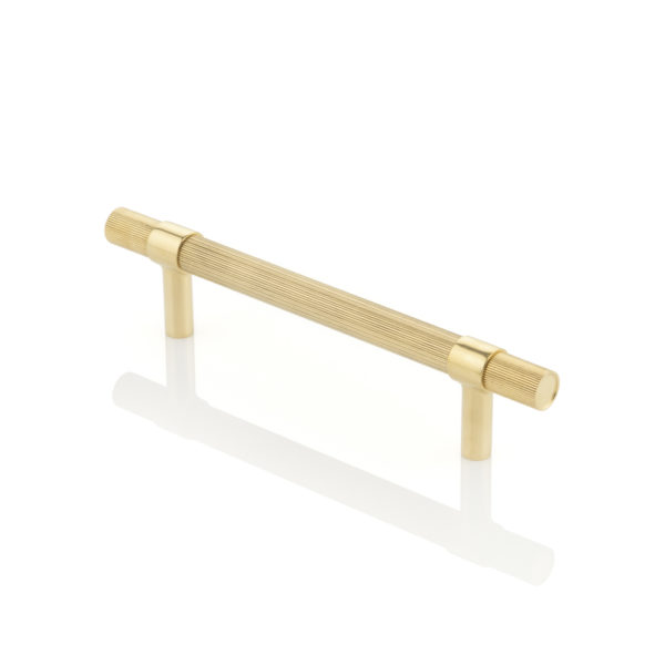 Montgomery solid brass cabinet handle with linear knurl