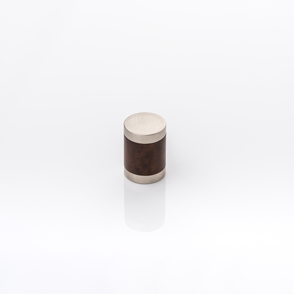 Thurloe solid brass cabinet pull with hand stitched leather