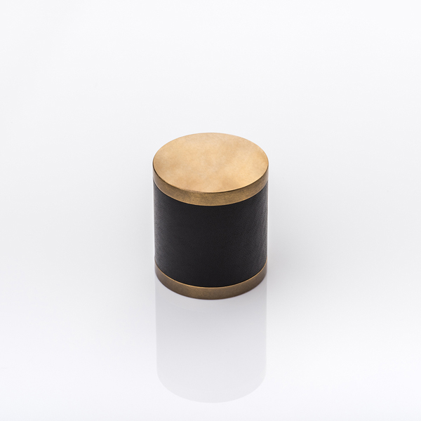 Thurloe solid brass cabinet pull with hand stitched leather