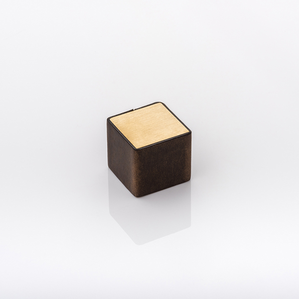 Cube & leather solid brass cabinet pull with hand stitched leather