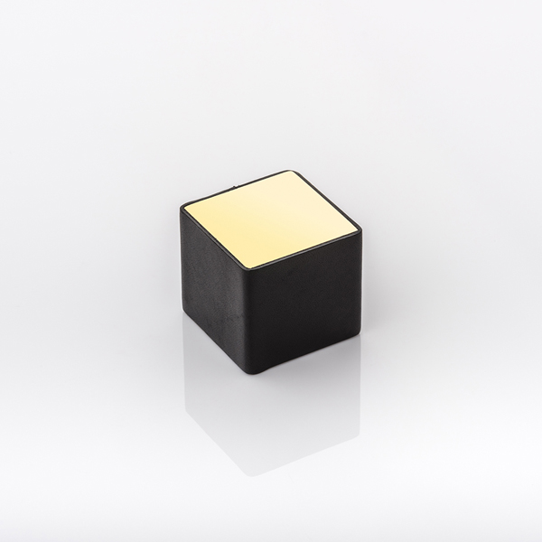 Cube & leather solid brass cabinet pull with hand stitched leather