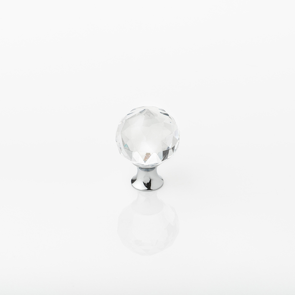 Betsy solid brass & faceted glass cabinet pull