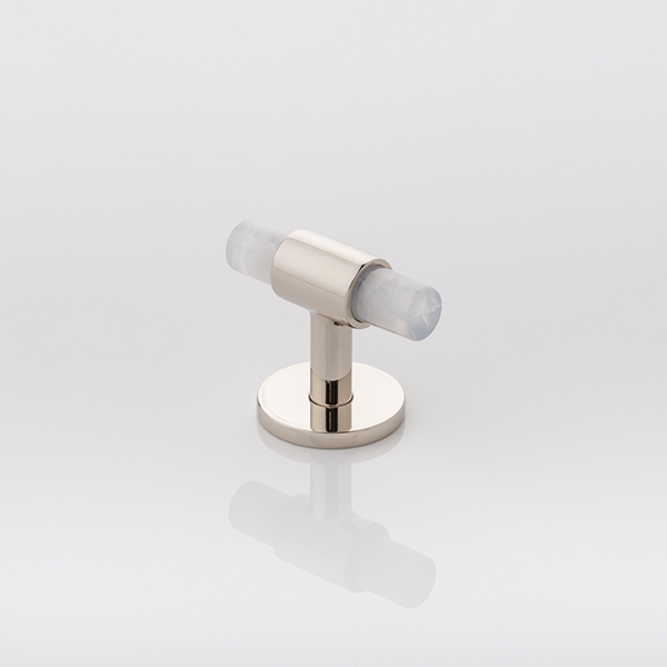 Collett T-bar solid brass & marble cabinet pull