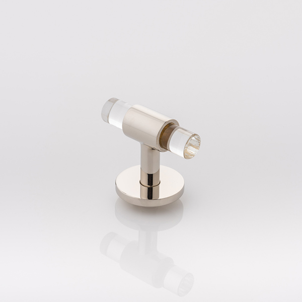 Collett T-bar solid brass & glass cabinet pull