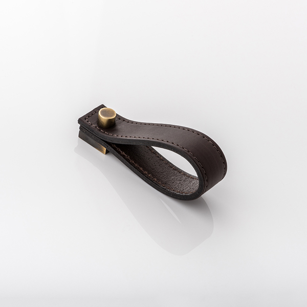 Jesse II leather and solid brass cabinet pull