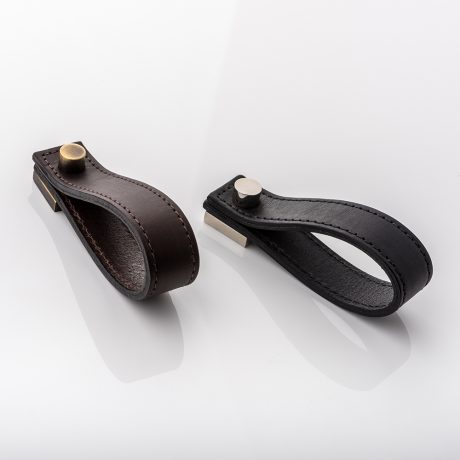 Jesse II leather and solid brass cabinet pull