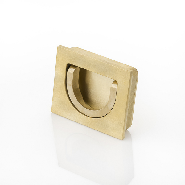 Falmouth solid brass rectangular recessed half-ring pull