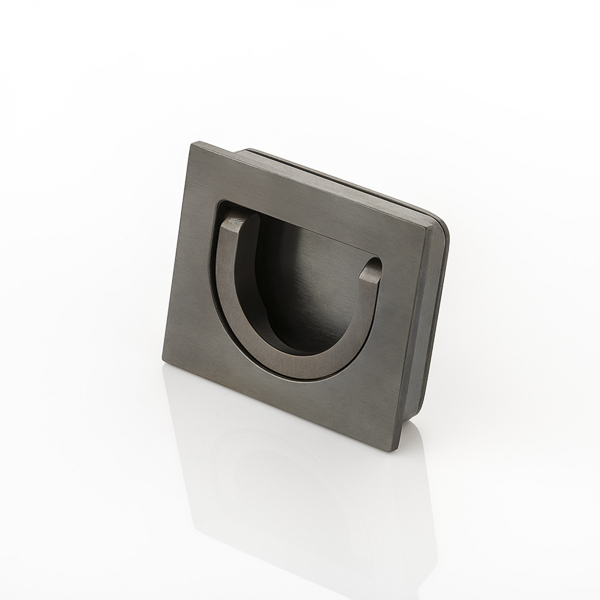 Falmouth solid brass rectangular recessed half-ring pull