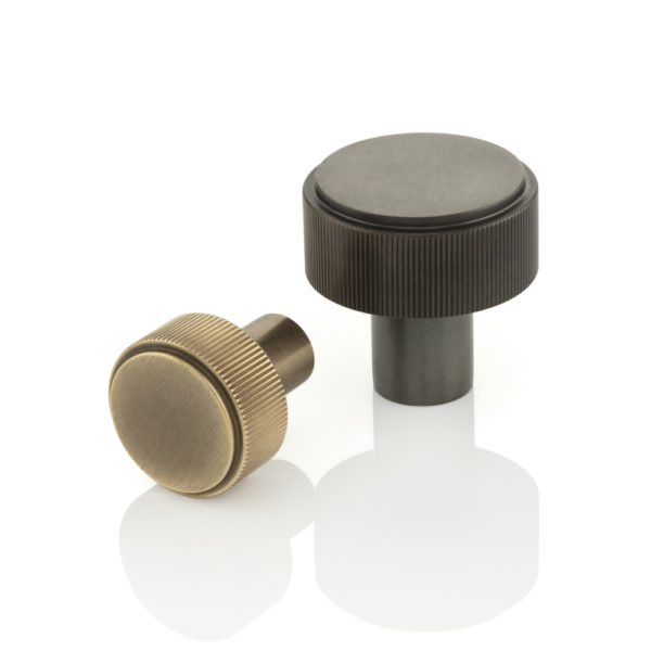 Montgomery solid brass cabinet pull with linear knurl