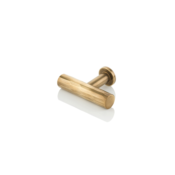 Rolled & Hammered solid brass cabinet pull with round rose