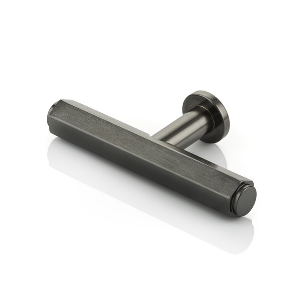 Theodore solid brass T-bar cabinet pull with round rose