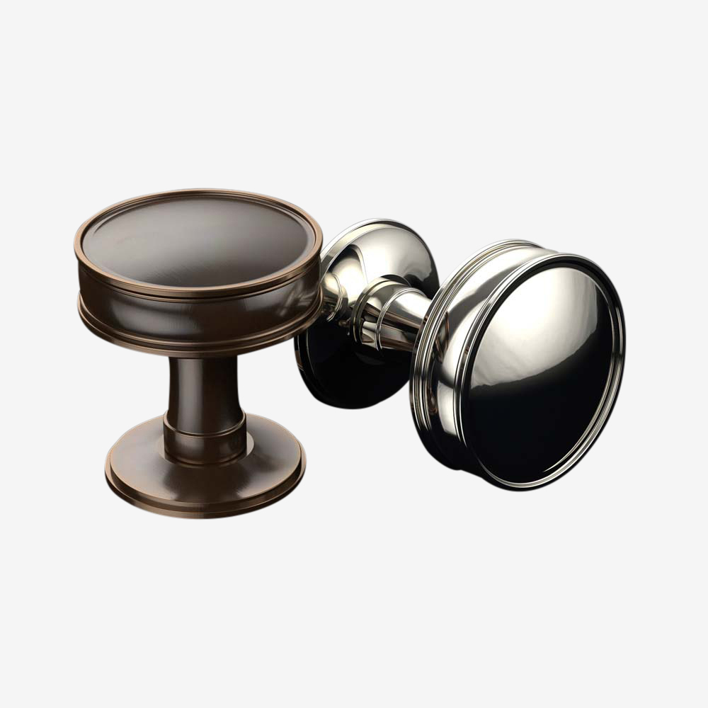 Huntingford solid brass door knob with ridged rose