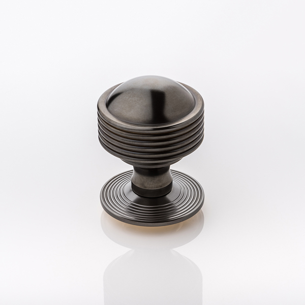 Hurleigh solid brass door knob with reeded rose