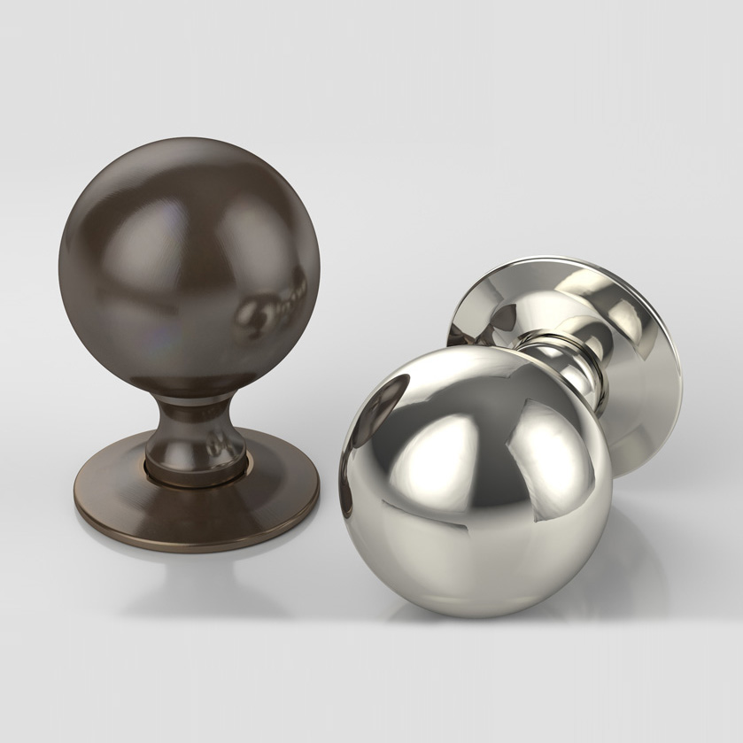 Durham solid brass door knob with tapered rose