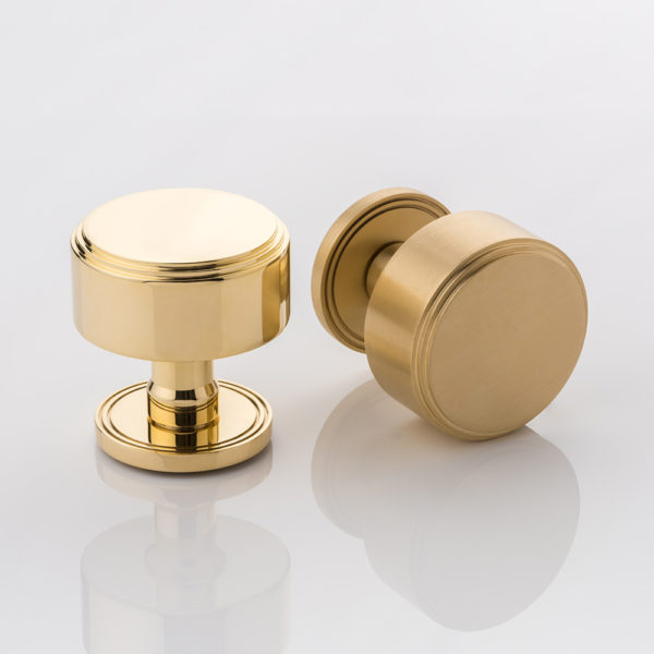 Bartlett II solid brass door knob with grooved rose