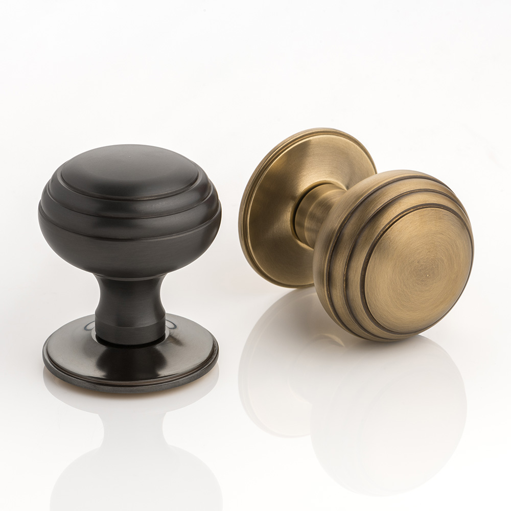 Henley solid brass door knob with traditional rose