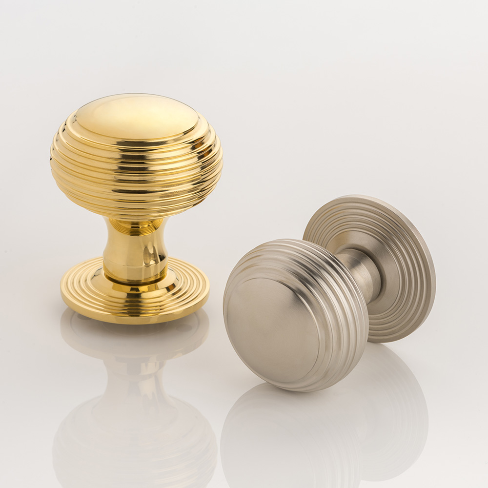 Berenice solid brass door knob with reeded rose