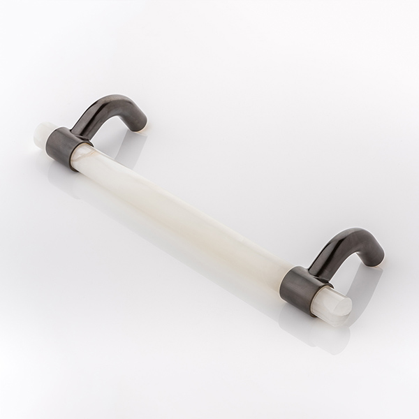 Collett cranked solid brass & marble door pull