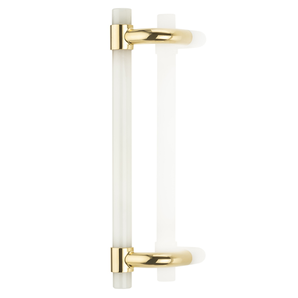 Collett cranked solid brass & marble door pull