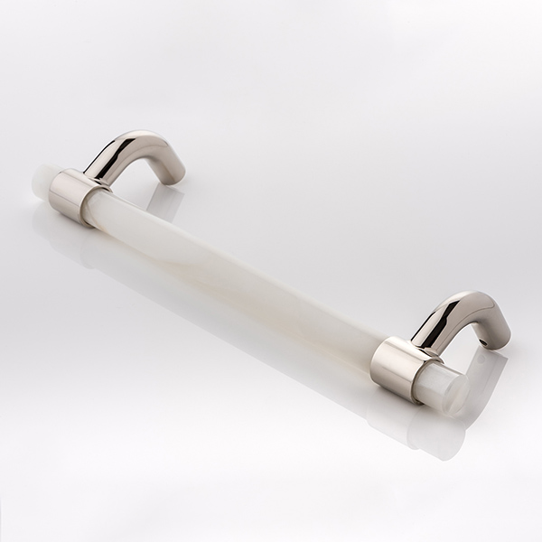 Collett cranked solid brass & marble door pull