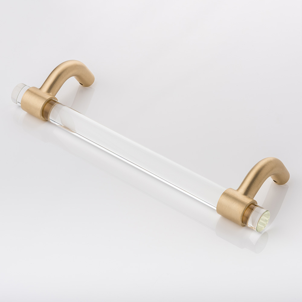 Collett cranked solid brass & glass door pull