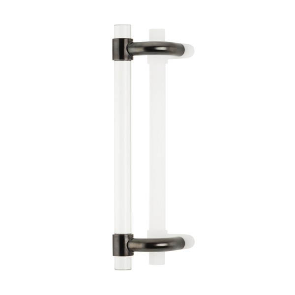 Collett cranked solid brass & glass door pull