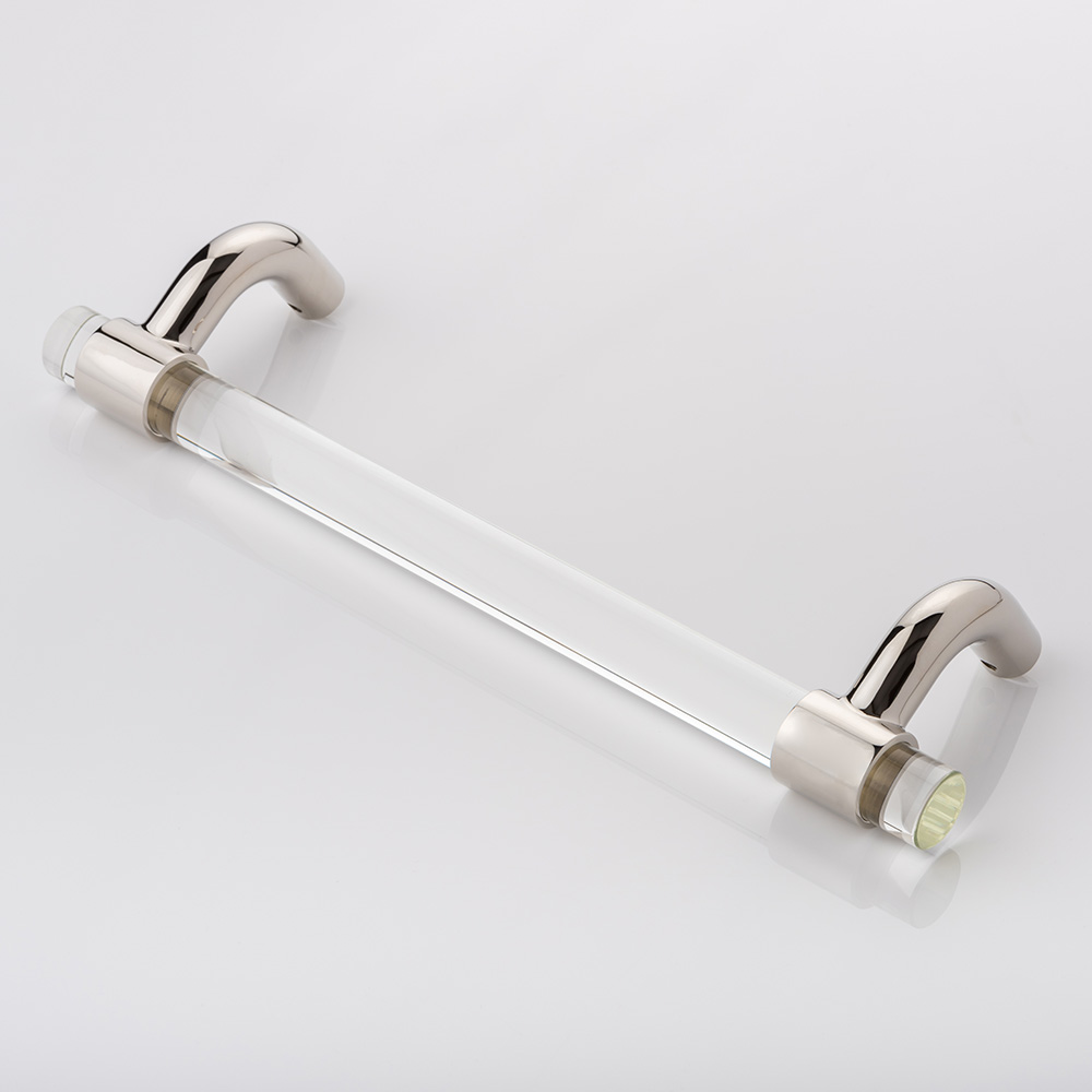 Collett cranked solid brass & glass door pull