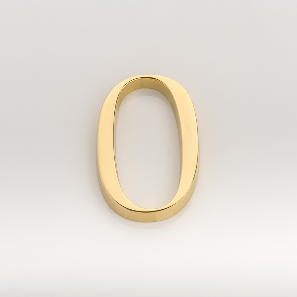 Solid brass numeral (0)