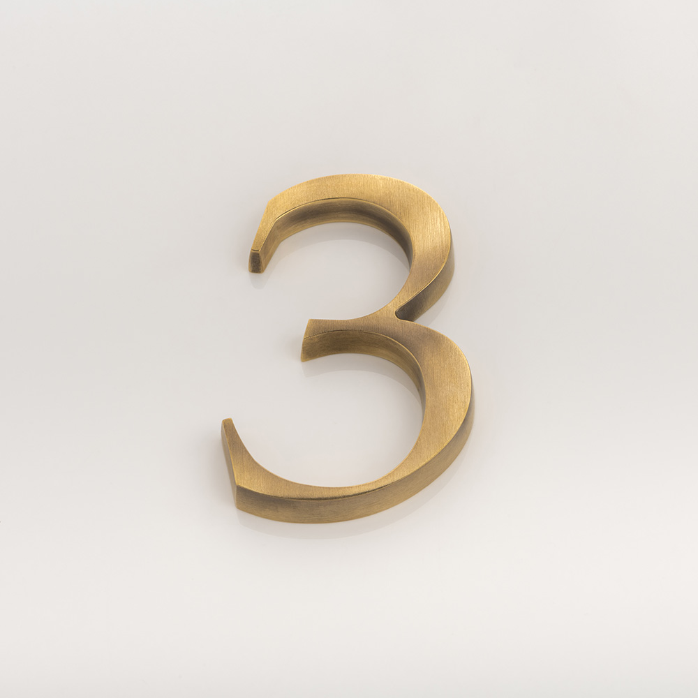 Solid brass numeral (3)