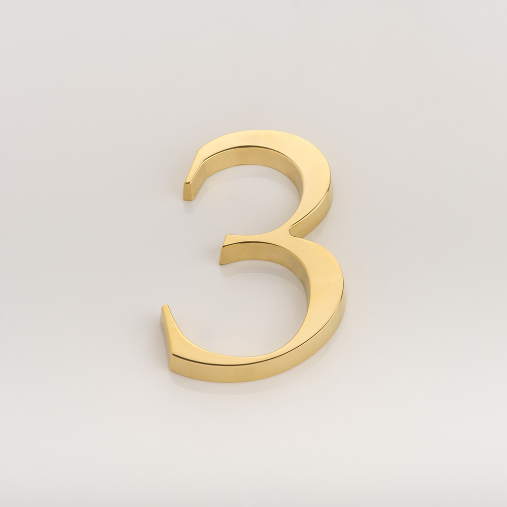 Solid brass numeral (3)