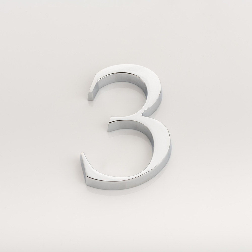 Solid brass numeral (3)