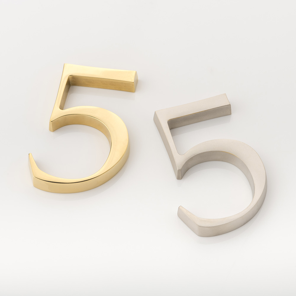 Solid brass numeral (5)