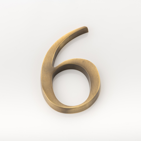 Solid brass numeral (6)