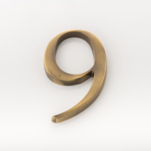 Solid brass numeral (9)