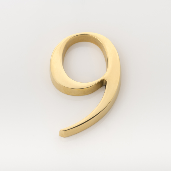 Solid brass numeral (9)