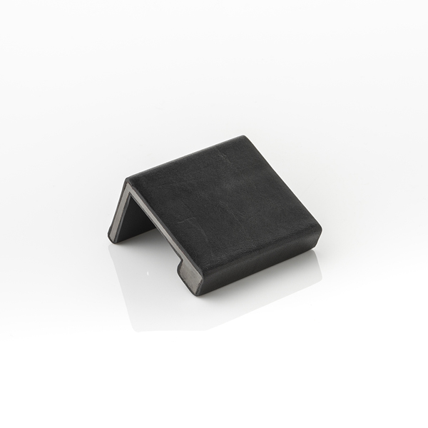 Cube solid brass small edge pull wrapped in bridle leather